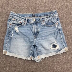 Gap Denim Womens 8/29 Distressed Light Wash 5 Inch Inseam Jean Shorts Mid Rise